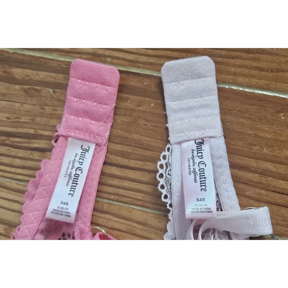JUICY COUTURE pack of 2 padded underwire lace push up bra 34B NWOT light pink